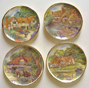 Dollhouse Miniature Cottage Platters 4Pcs.